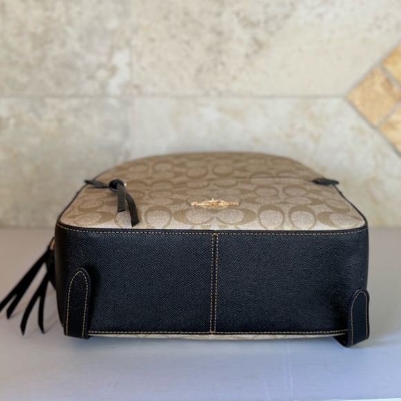 Coach Jordyn Medium Signature Backpack Light Khaki/Brown Multi - Picture 7 of 13